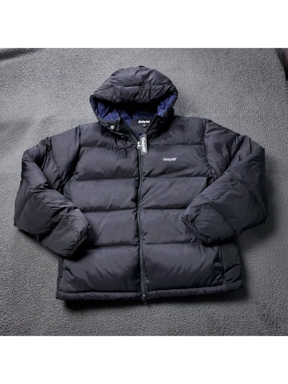 ONLY NY Puffer Down Jacket Mens XL Packable Snorkel Nylon Black Windbreaker